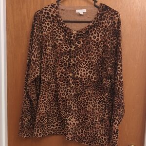Charter Club Leopard Print Cardigan (Women's XXL)